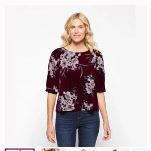 Beacon Faine 3/4 sleeve floral knit‎ top. NWT. Retail 42